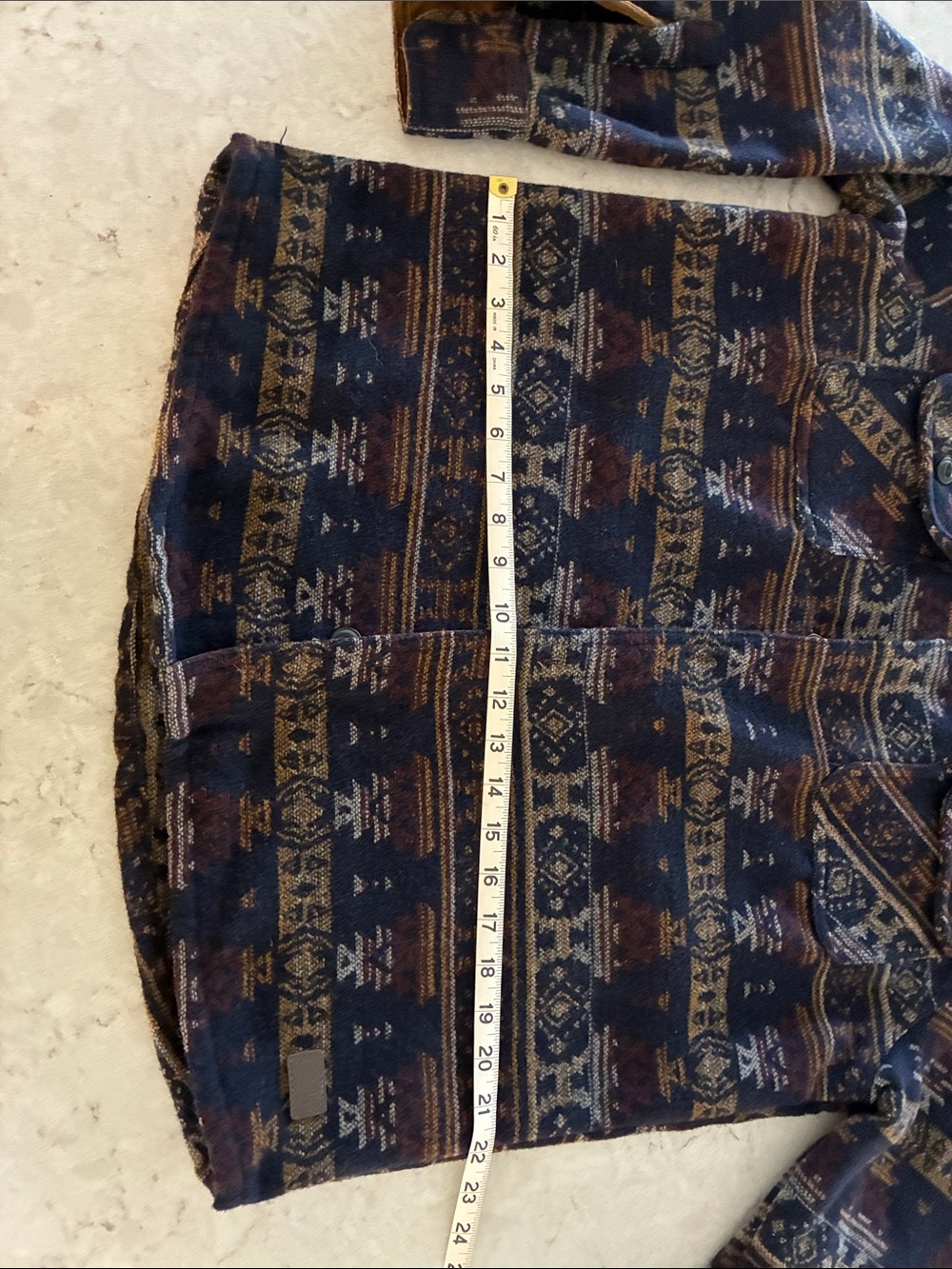 Jachs Navy and Brown Southwestern Print Button-Up Shirt - Picture 4 of 4